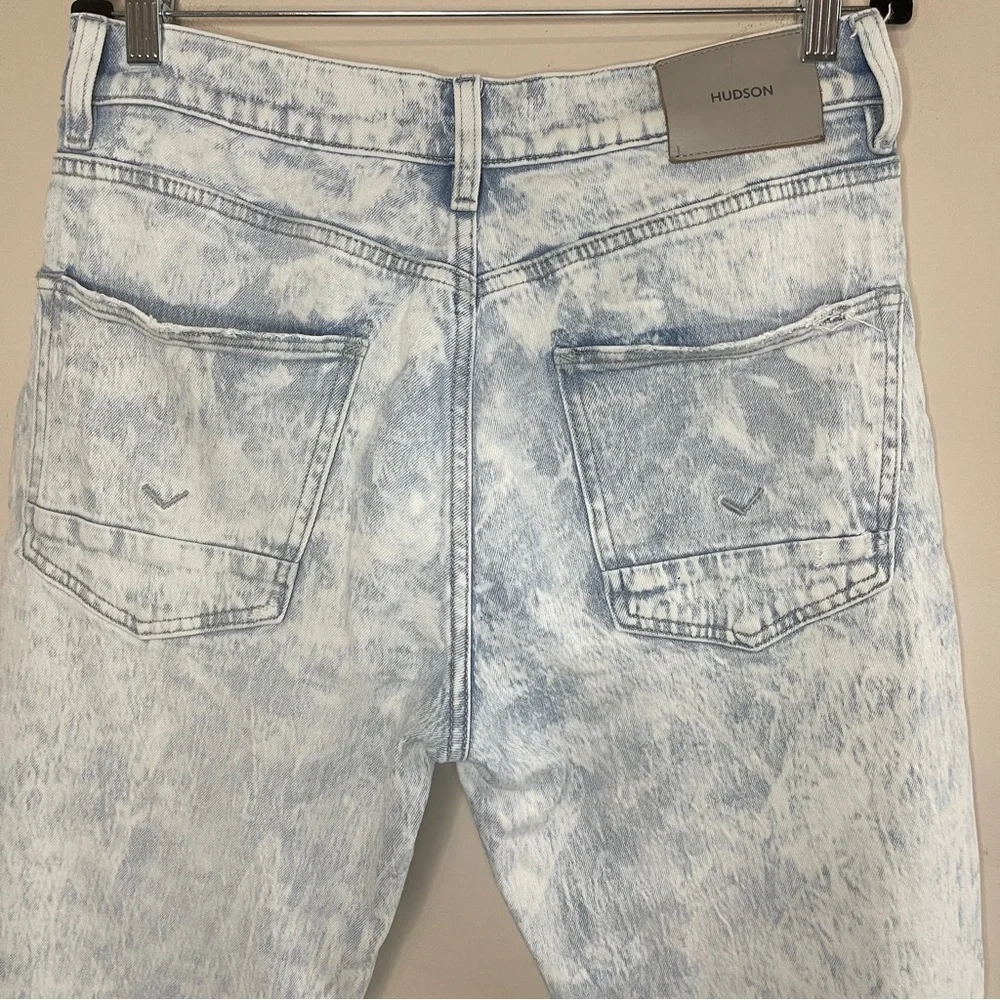 HUDSON Men’s Reese Straight Leg White Acid Wash Jean, Size 30